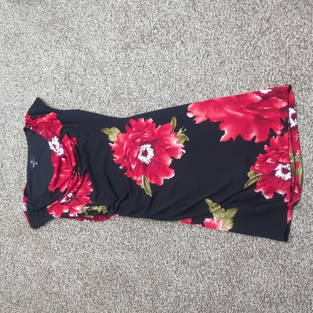 Ronni Nicole floral polyester side rouched summer dress size 12